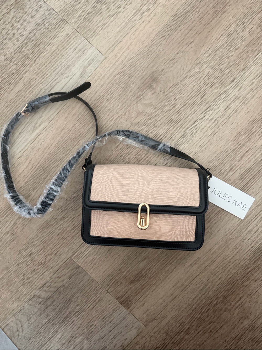 Two-Tone taupe and Black Crossbody Bag
